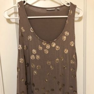 Sequin polka dot tank with gold sequin detail